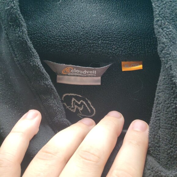 Cloudveil Men's XL Pullover Fleece Jacket Black 93% Polyester 7% Spandex - Picture 2 of 10
